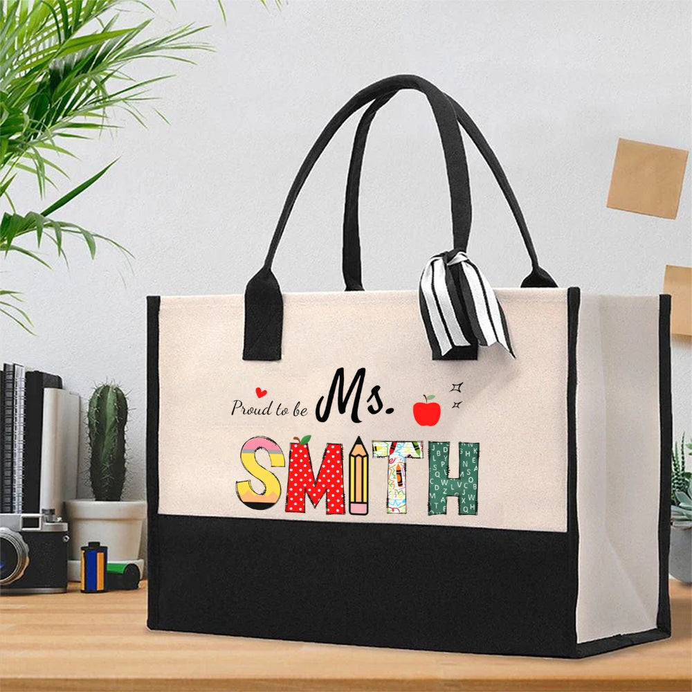 Personalized Name Prod To Be Teacher Cotton Tote Bag