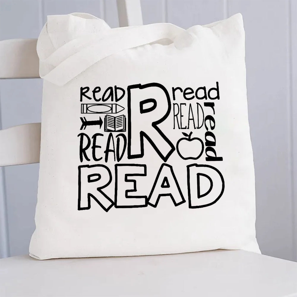 Read Read Apple Canvas Tote Bag