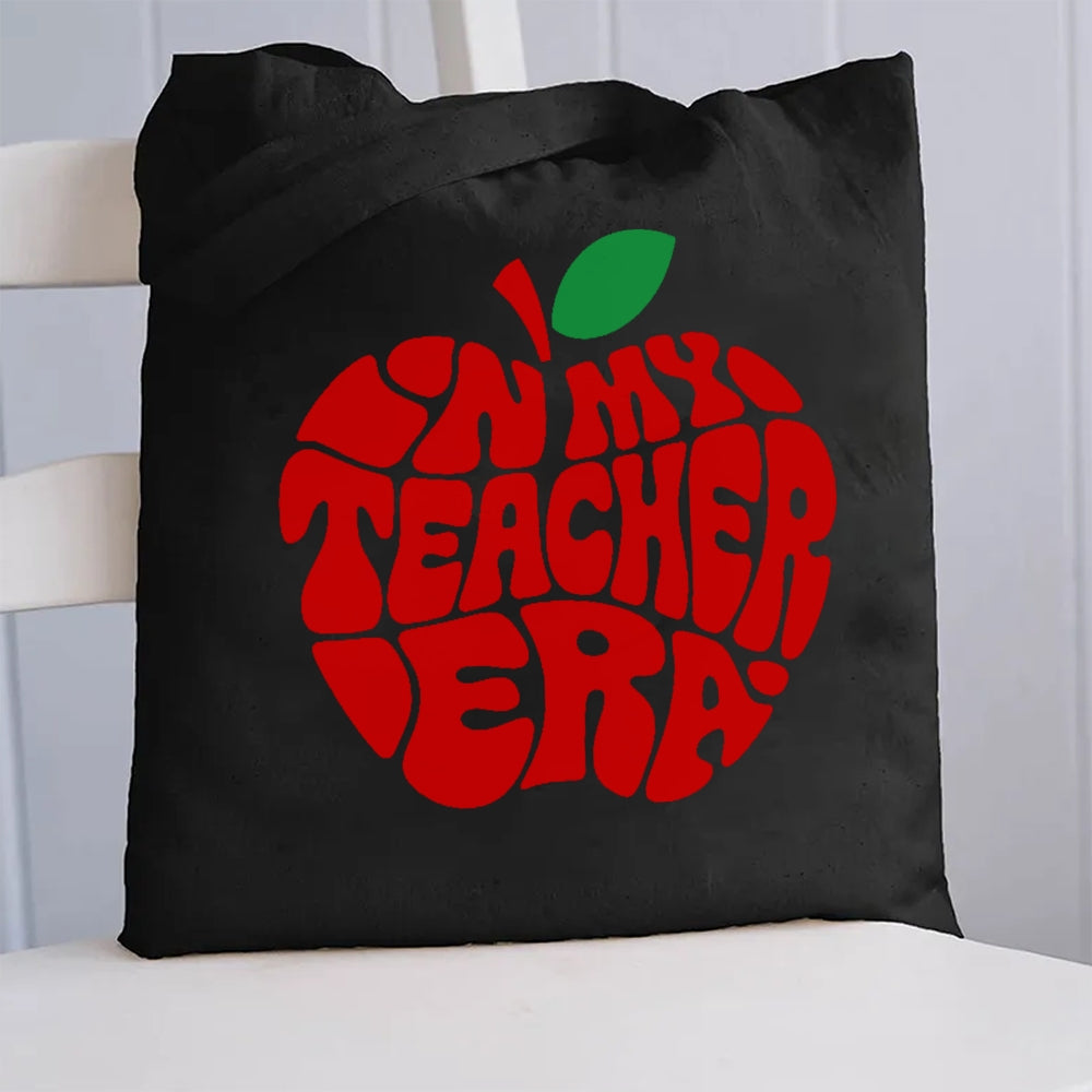 In My Teacher Era Red Apple Canvas Tote Bag