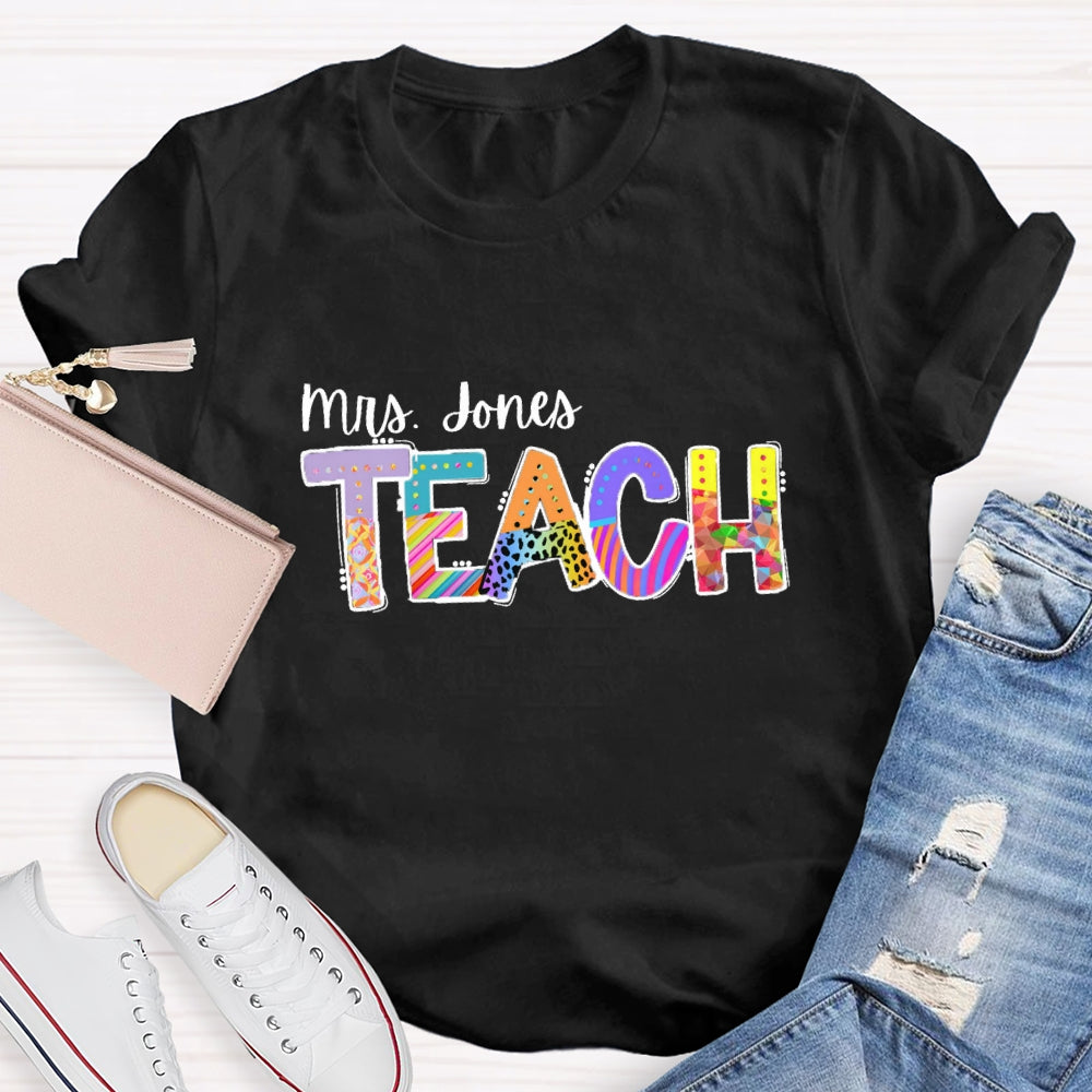 Personalized Name Colorful Leopard Print Design T-Shirt