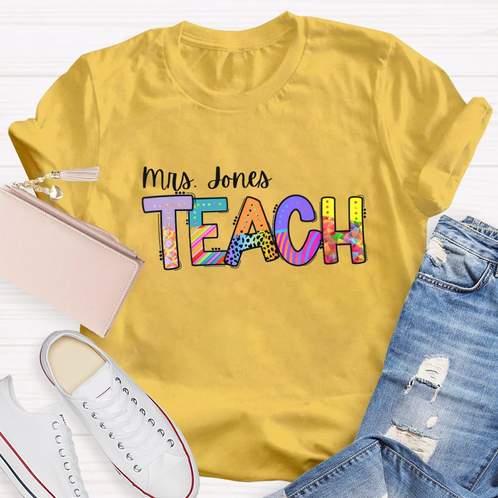 Personalized Name Colorful Leopard Print Design T-Shirt
