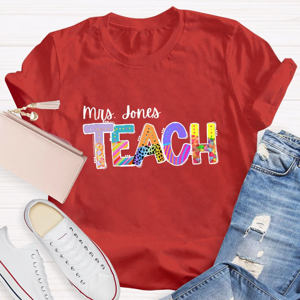 Personalized Name Colorful Leopard Print Design T-Shirt