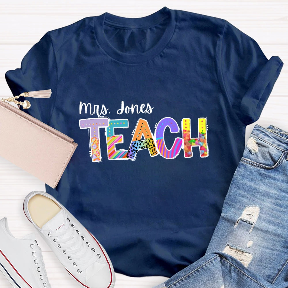 Personalized Name Colorful Leopard Print Design T-Shirt