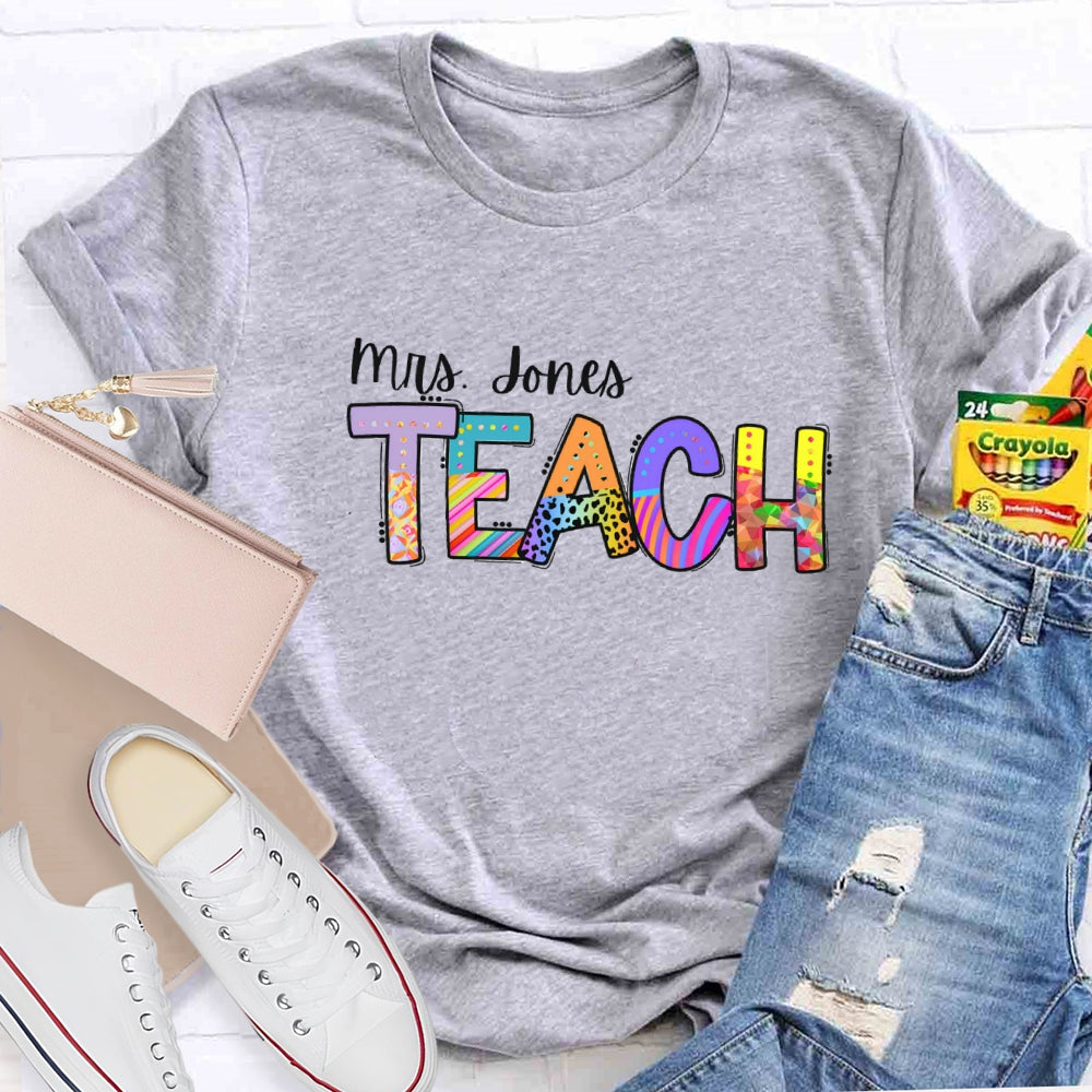 Personalized Name Colorful Leopard Print Design T-Shirt