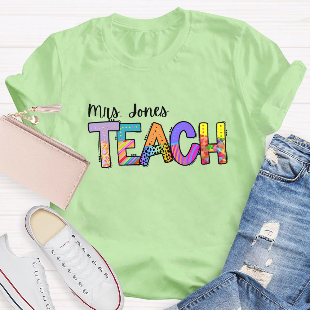 Personalized Name Colorful Leopard Print Design T-Shirt