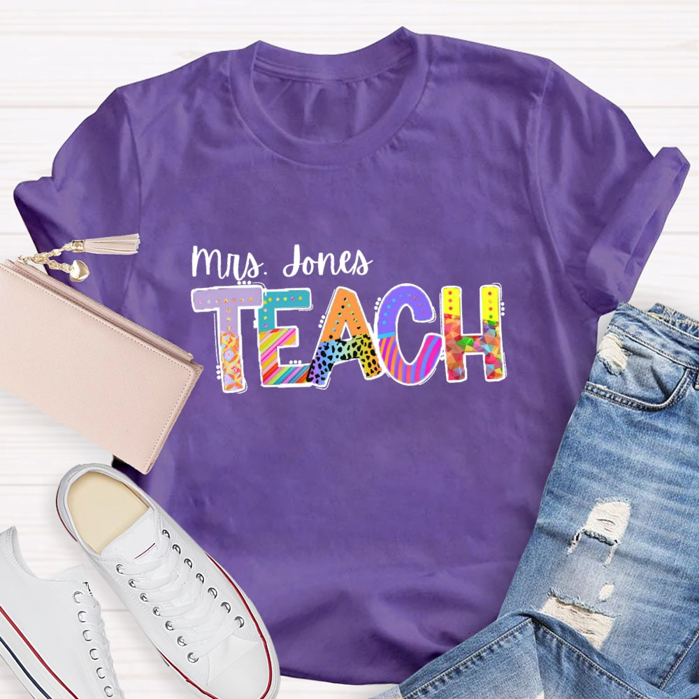 Personalized Name Colorful Leopard Print Design T-Shirt
