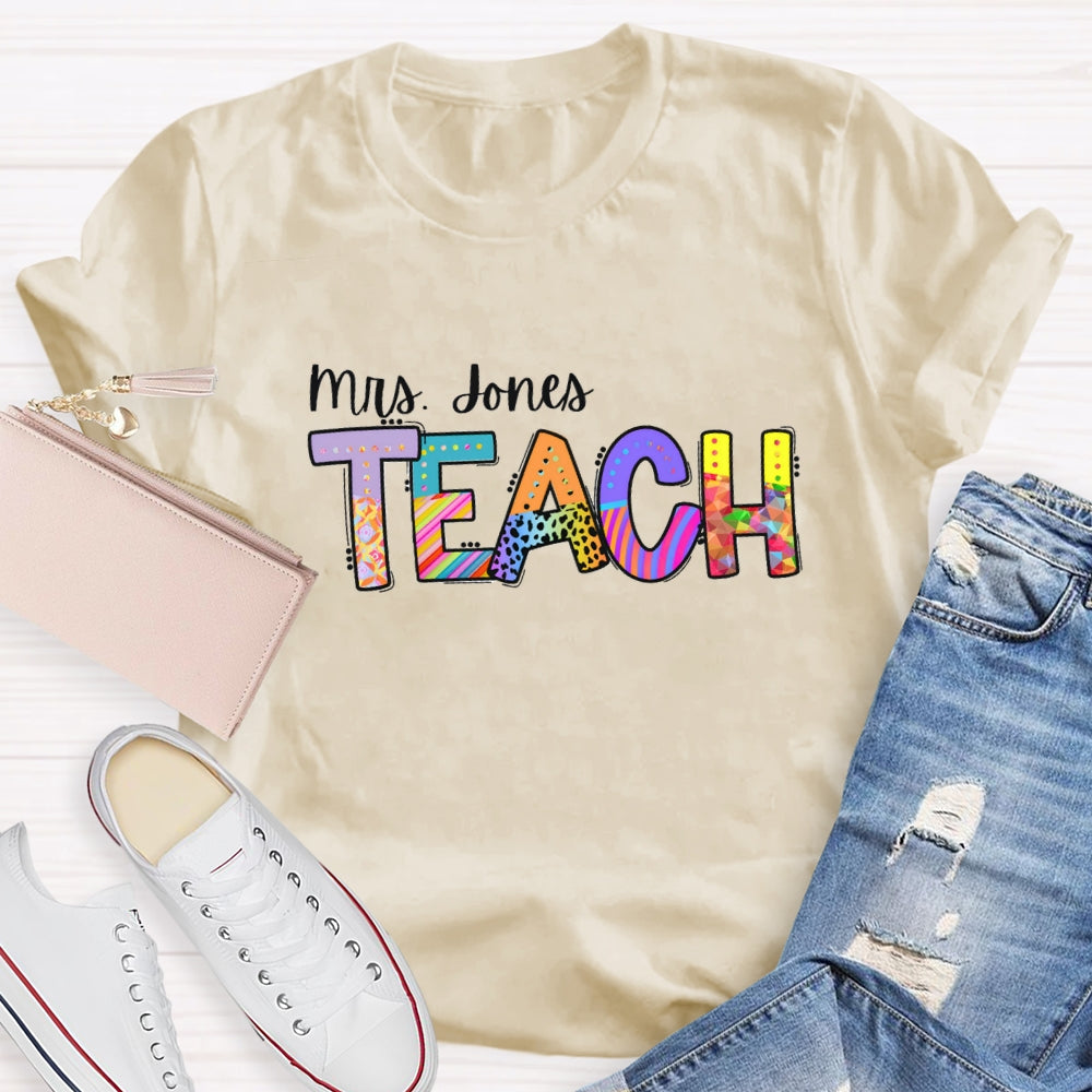 Personalized Name Colorful Leopard Print Design T-Shirt