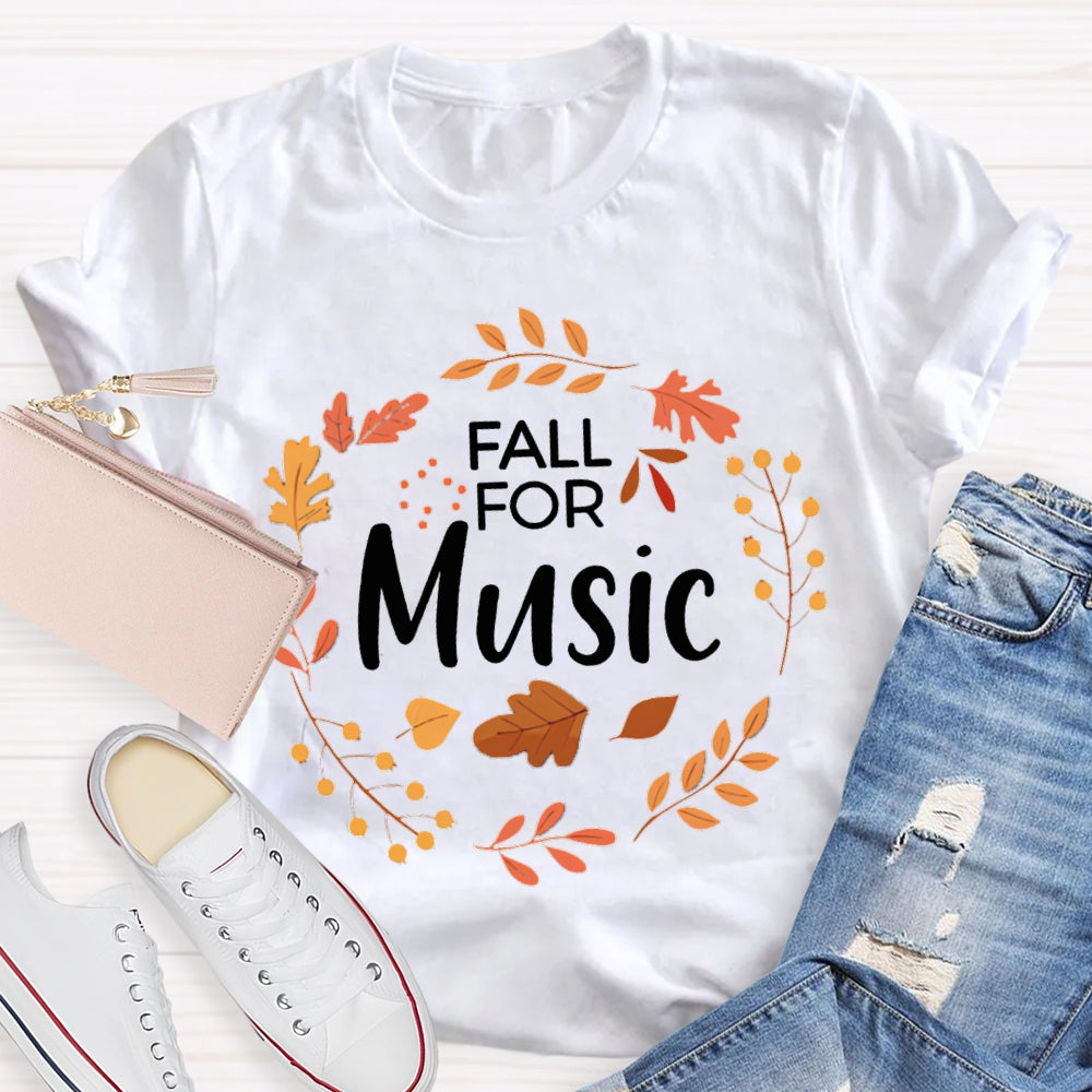 Fall For Music Circle Leaves T-shirt