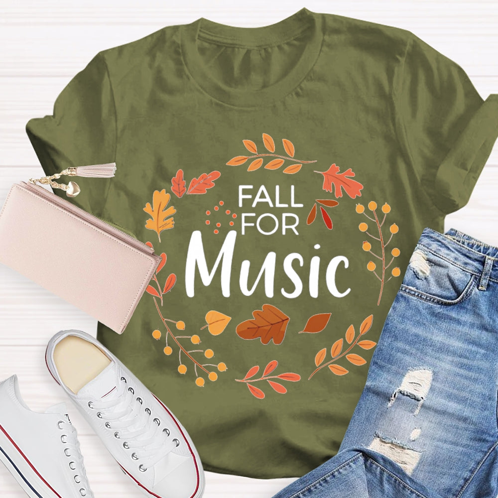 Fall For Music Circle Leaves T-shirt