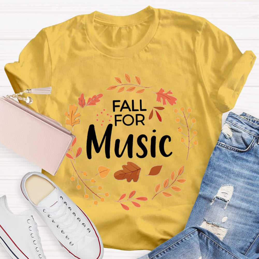 Fall For Music Circle Leaves T-shirt