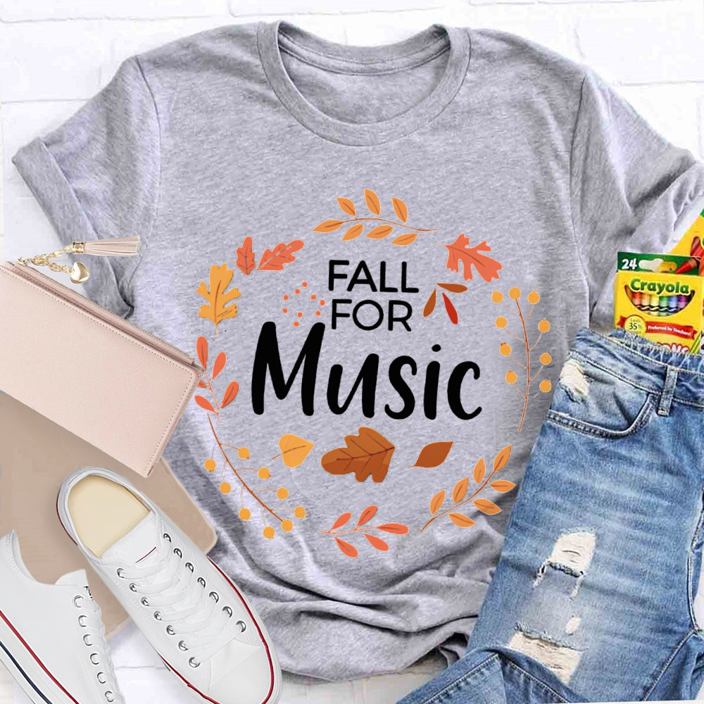 Fall For Music Circle Leaves T-shirt