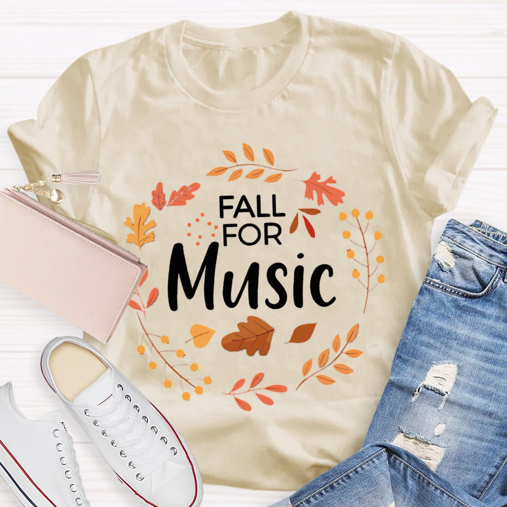 Fall For Music Circle Leaves T-shirt