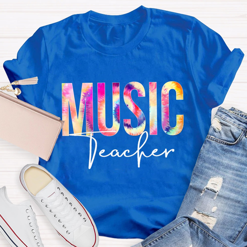 Music Teacher Colorful Tie-Dye Print T-shirt