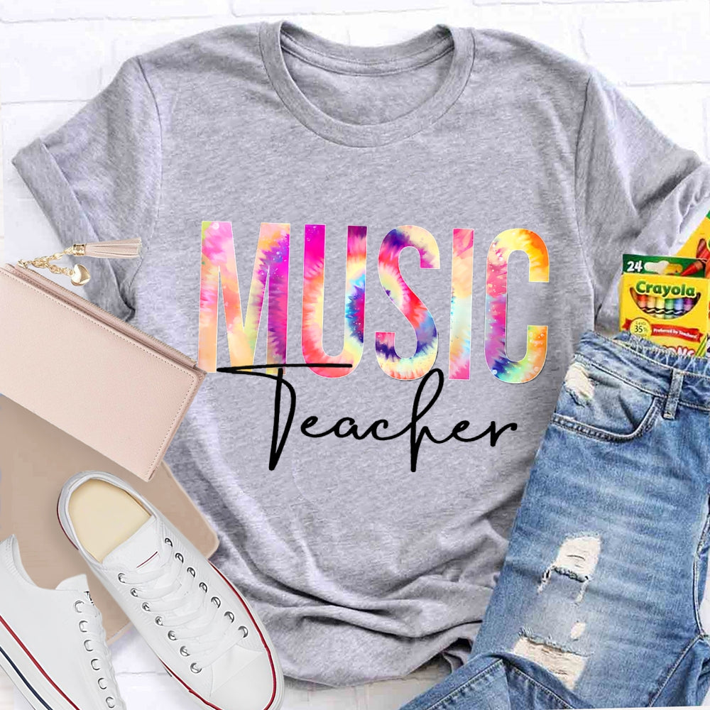Music Teacher Colorful Tie-Dye Print T-shirt