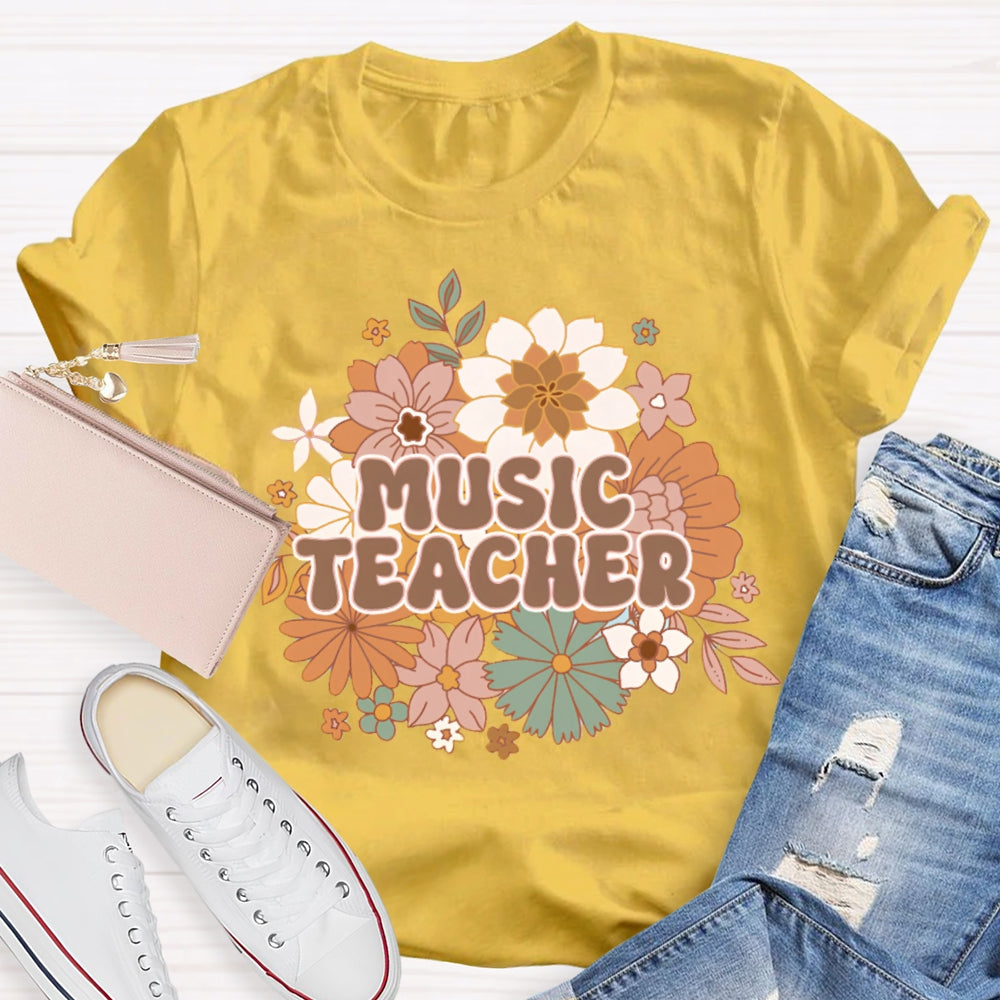 Music Teacher Chrysanthemum Base Print T-shirt