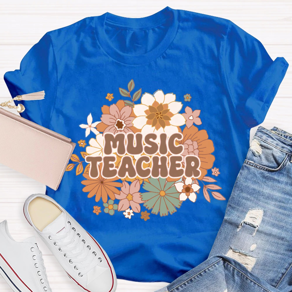 Music Teacher Chrysanthemum Base Print T-shirt