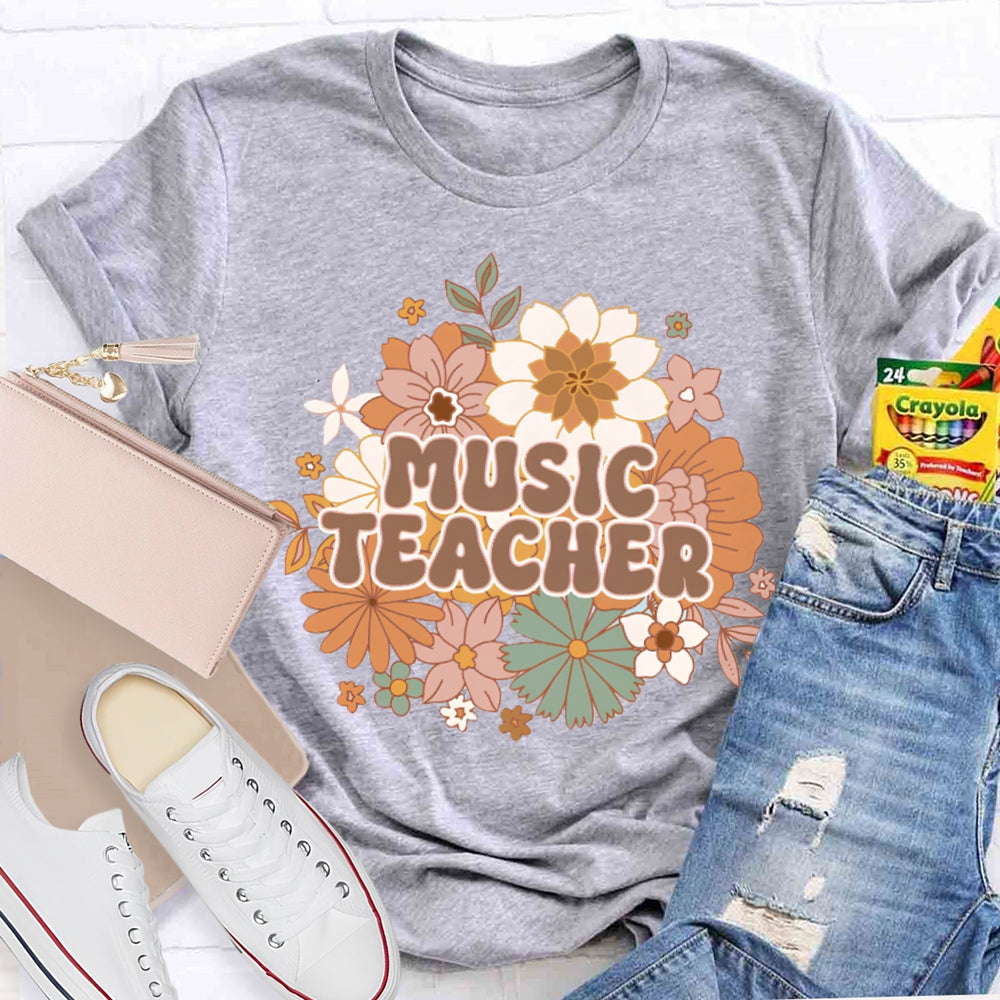 Music Teacher Chrysanthemum Base Print T-shirt