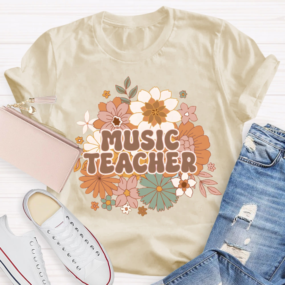 Music Teacher Chrysanthemum Base Print T-shirt