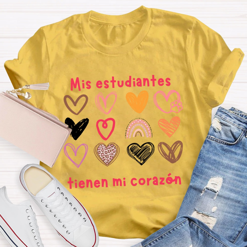 Mis Estudiantes Tienen Mi Corazon Spanish Teacher T-shirt