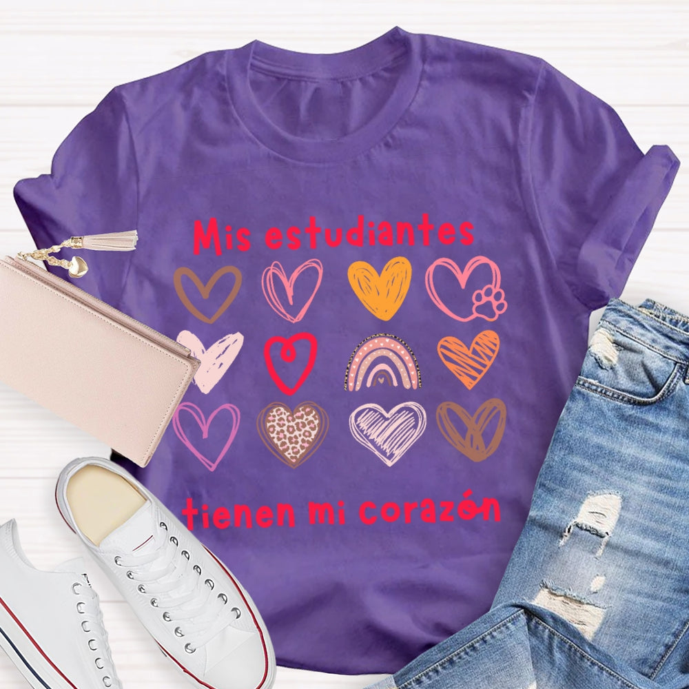 Mis Estudiantes Tienen Mi Corazon Spanish Teacher T-shirt