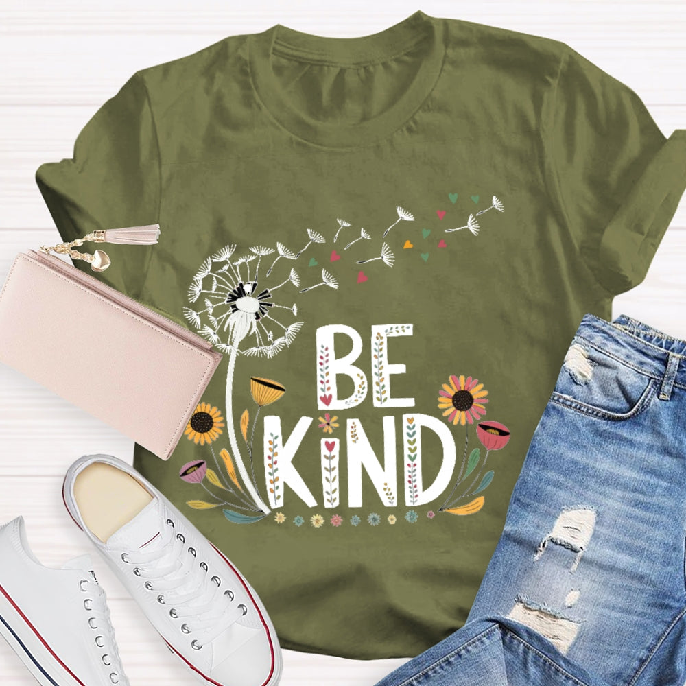 Be Kind Dandelion Letters T-shirt