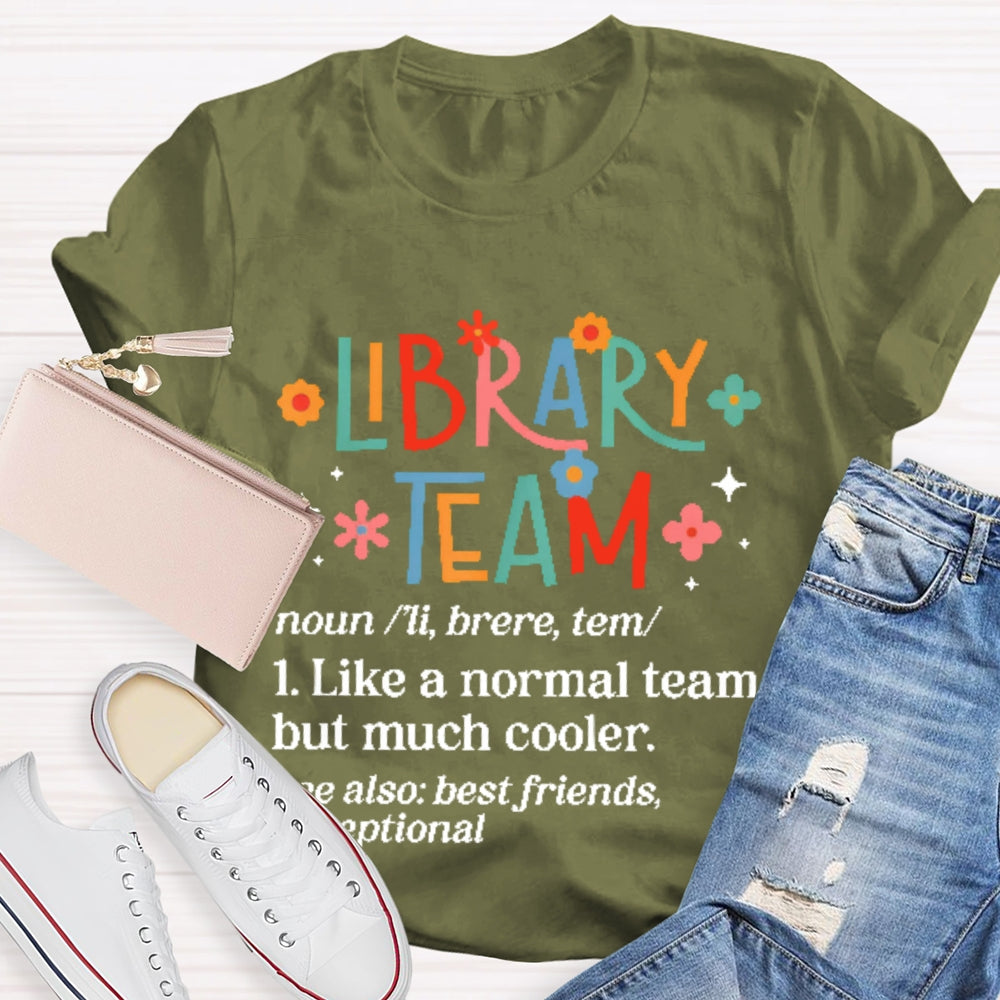 Library Team Letter Printing T-shirt