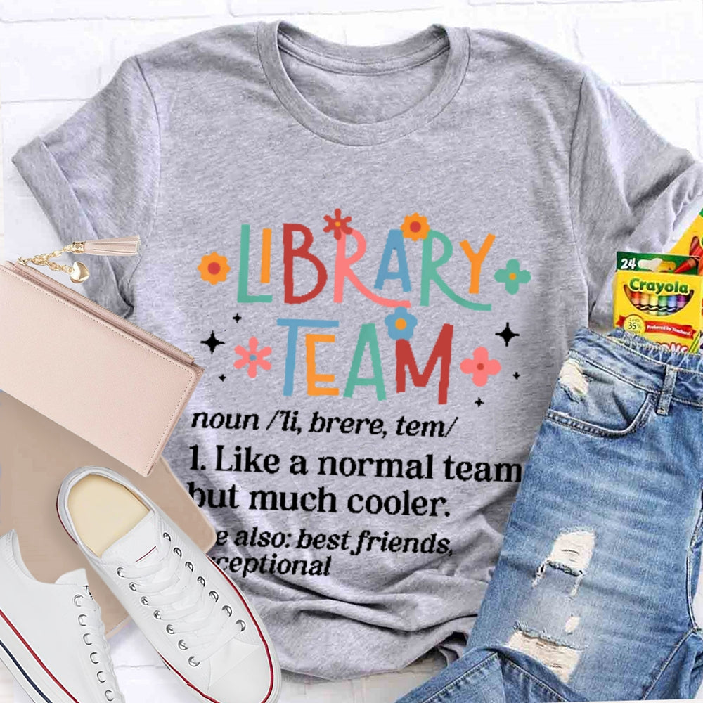 Library Team Letter Printing T-shirt