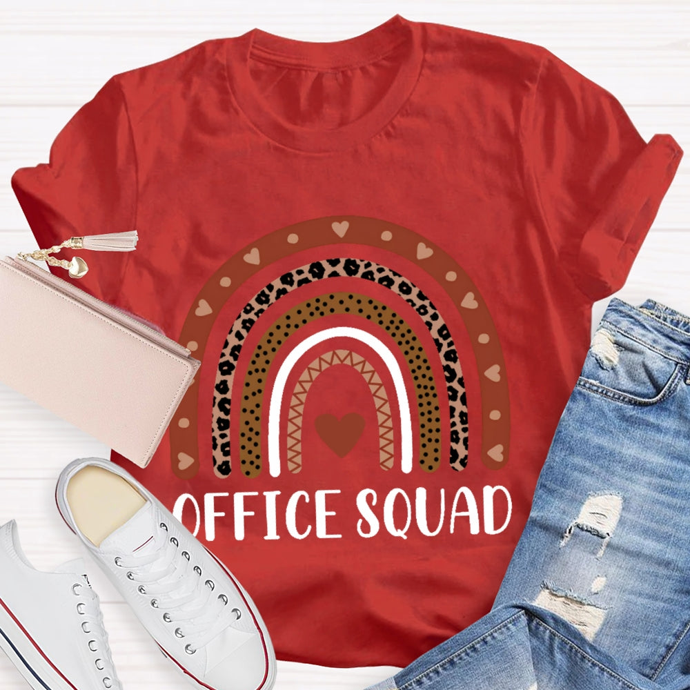 Office Squad Rainbow Leopard Print Love Print Funny T-shirt
