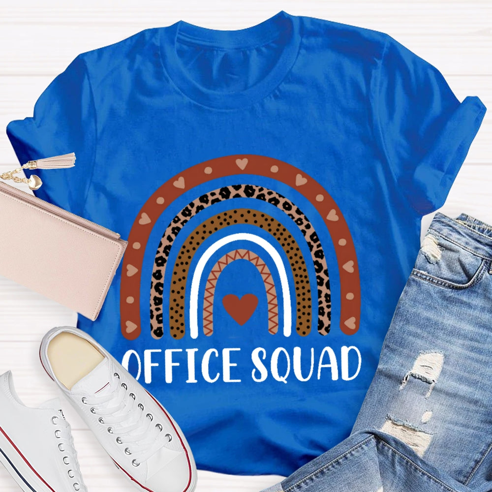 Office Squad Rainbow Leopard Print Love Print Funny T-shirt