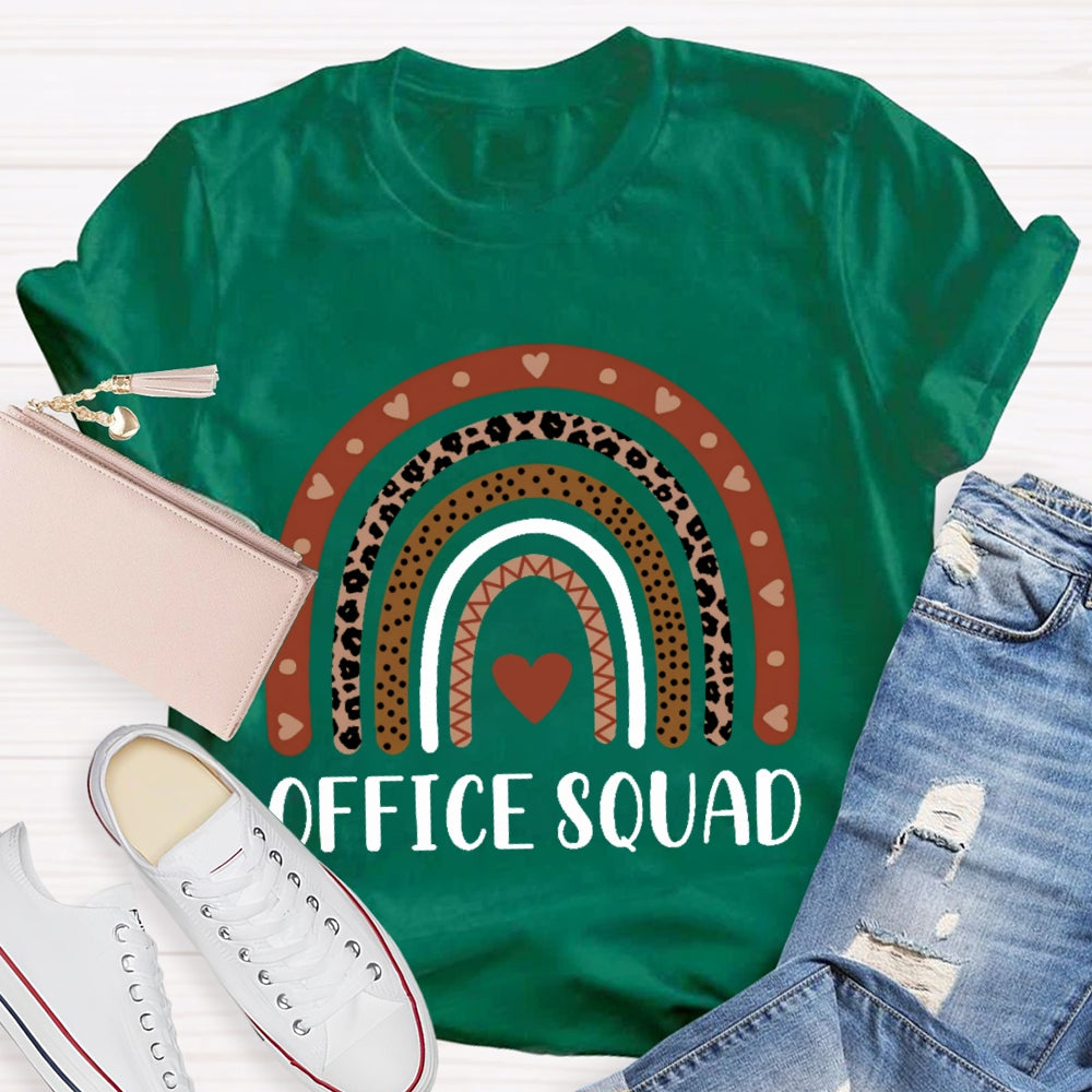 Office Squad Rainbow Leopard Print Love Print Funny T-shirt