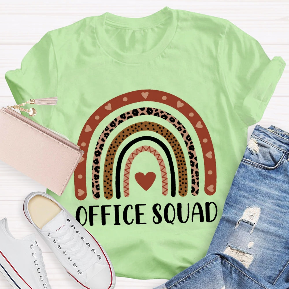 Office Squad Rainbow Leopard Print Love Print Funny T-shirt