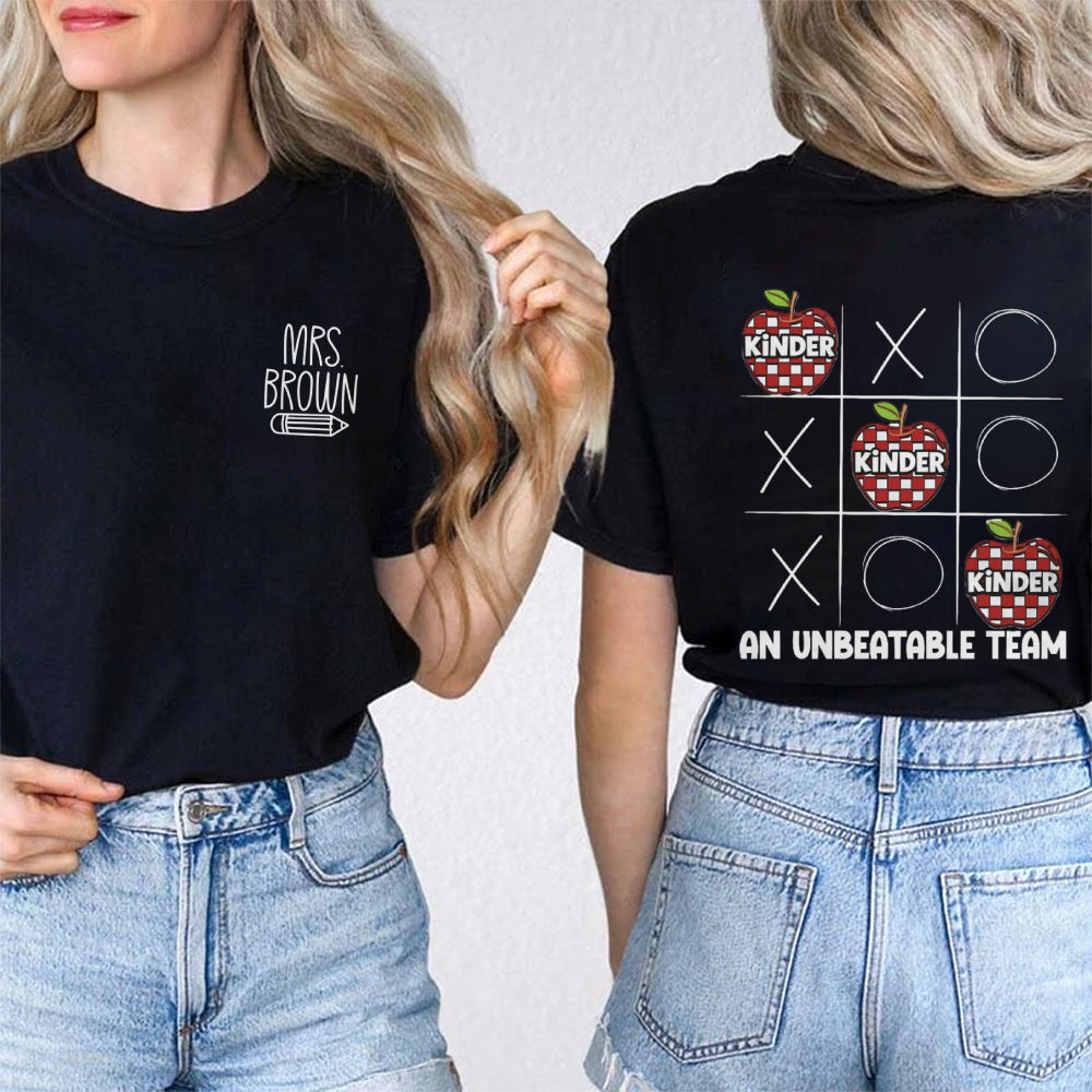 Personalized Name Kinder An Unbeatable Team Double Printed T-Shirt