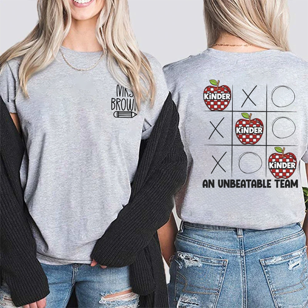 Personalized Name Kinder An Unbeatable Team Double Printed T-Shirt