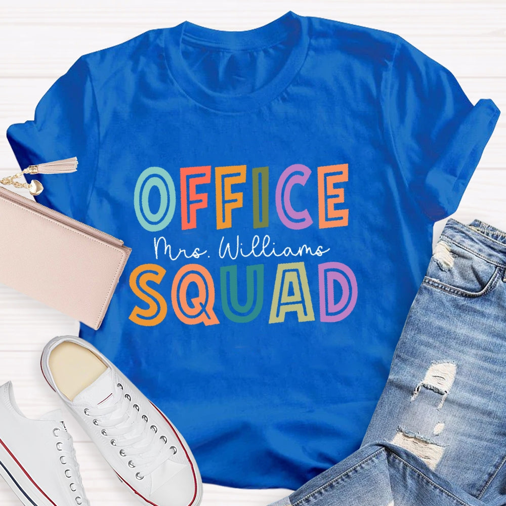 Personalized Name Office Squad Hollow Letters T-shirt