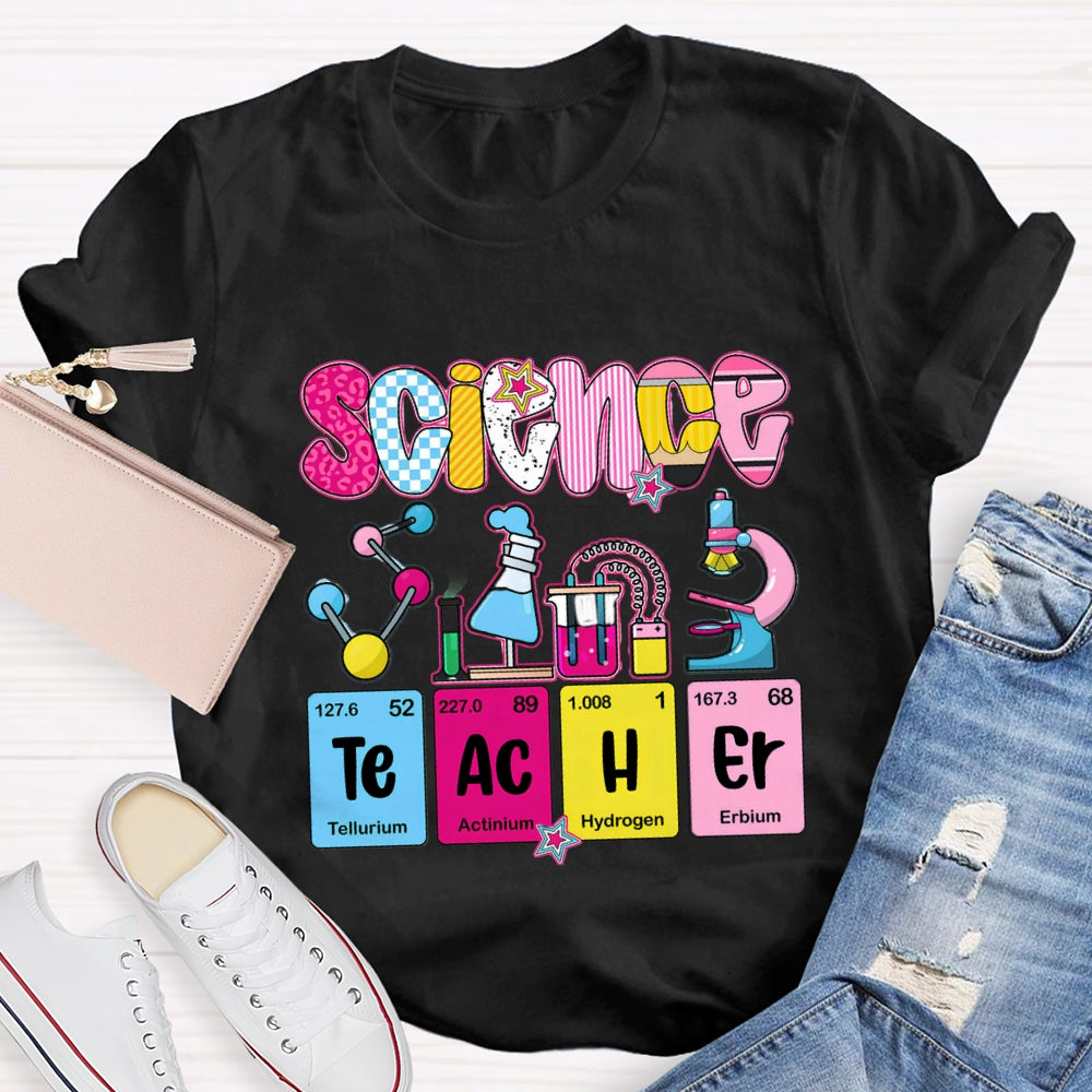 Science Teacher Periodic Table And Experimental Equipment T-Shirt