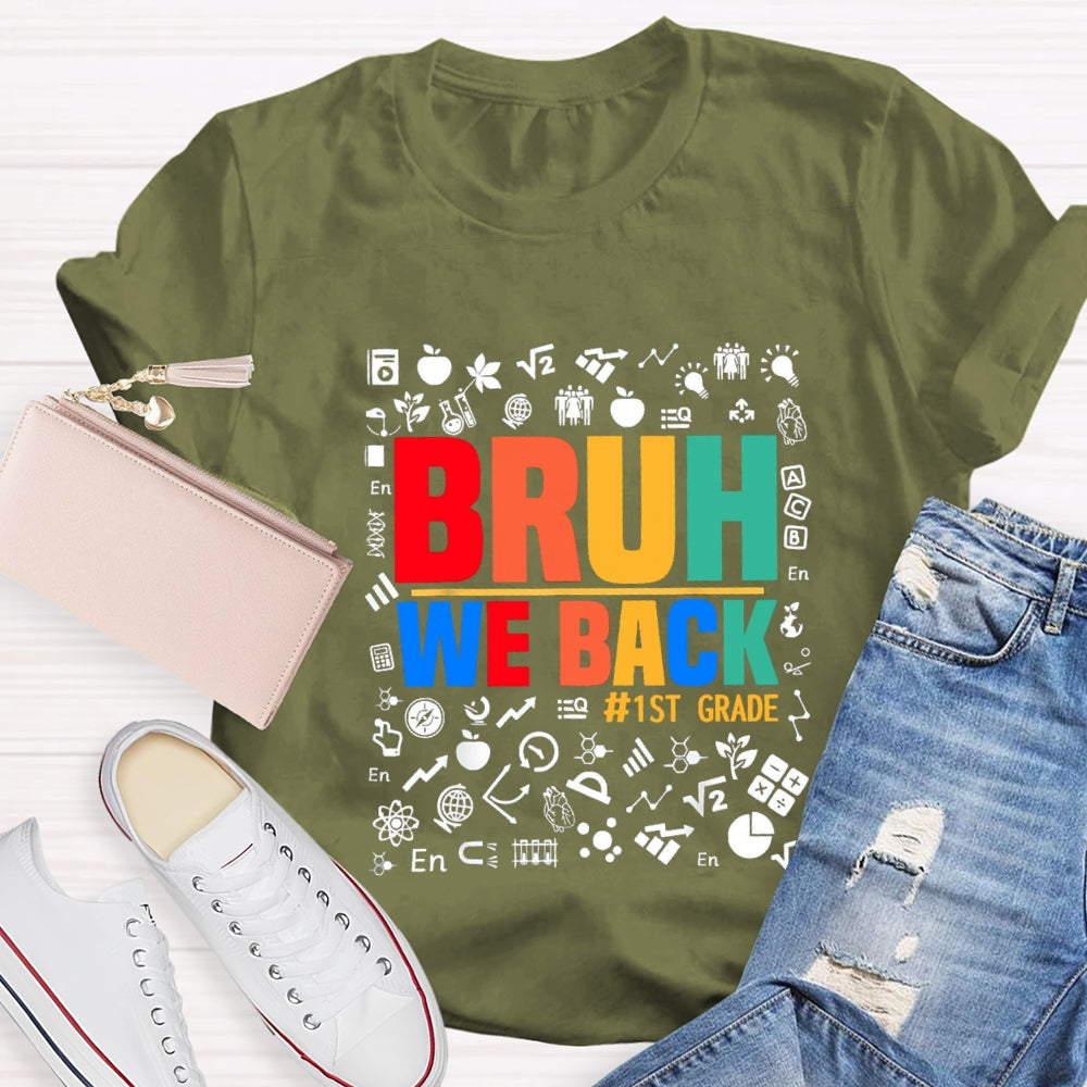 Personalized Grade Bruh We Back Subject Symbol T-Shirt
