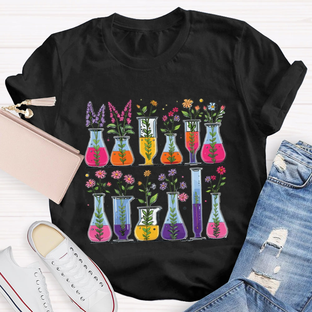 Floral Chemical Experiment Bottle T-shirt
