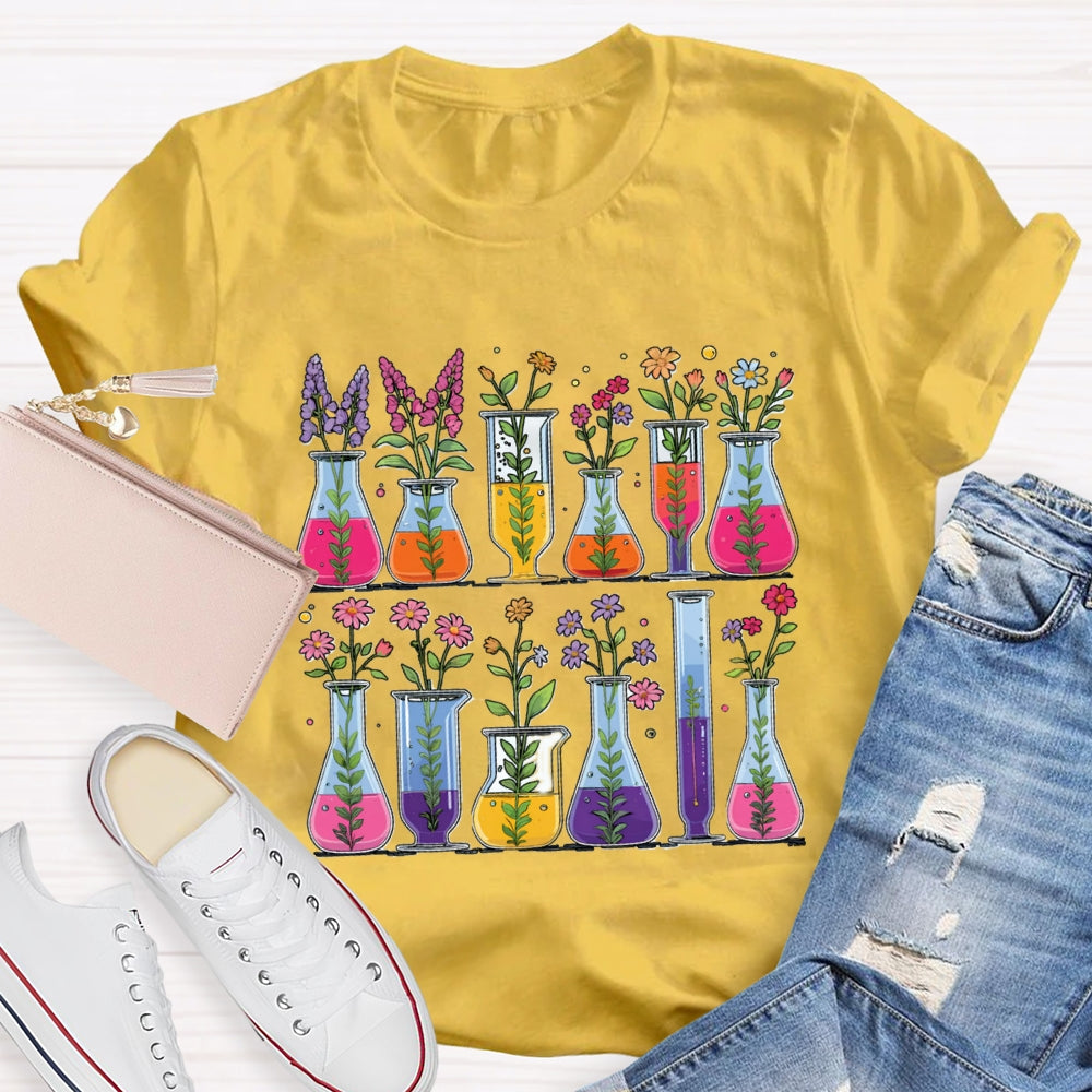 Floral Chemical Experiment Bottle T-shirt