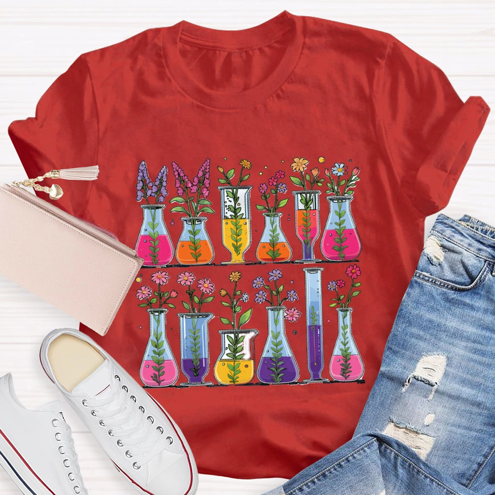 Floral Chemical Experiment Bottle T-shirt
