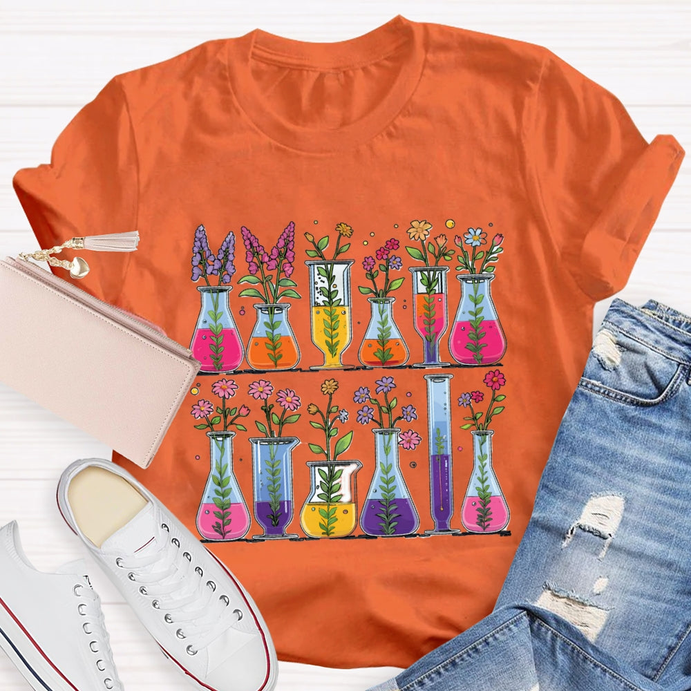 Floral Chemical Experiment Bottle T-shirt