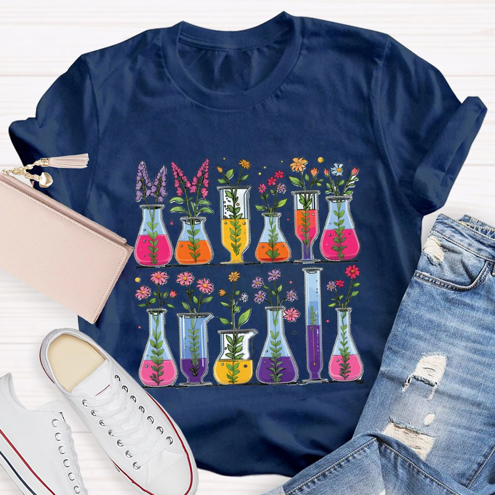 Floral Chemical Experiment Bottle T-shirt