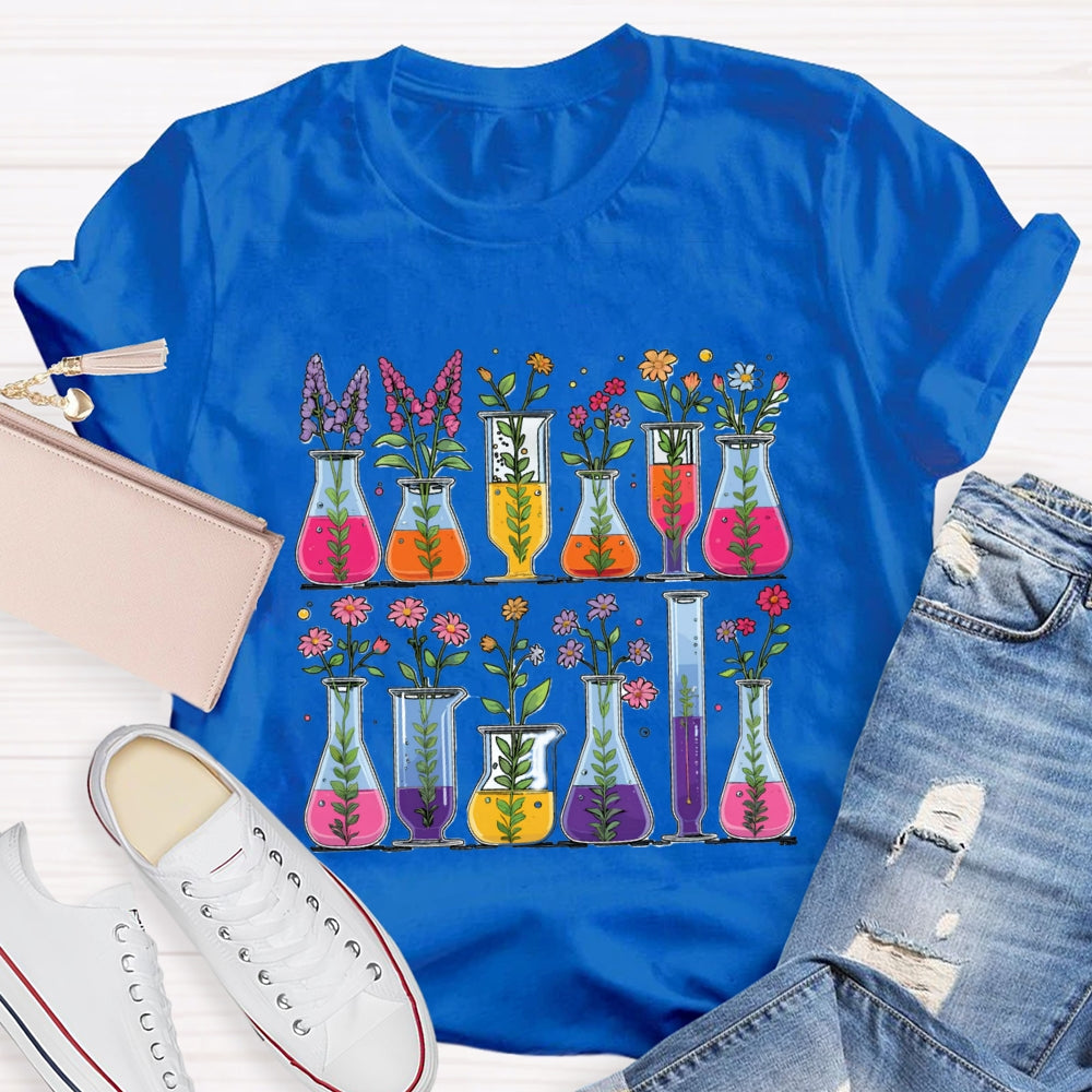Floral Chemical Experiment Bottle T-shirt
