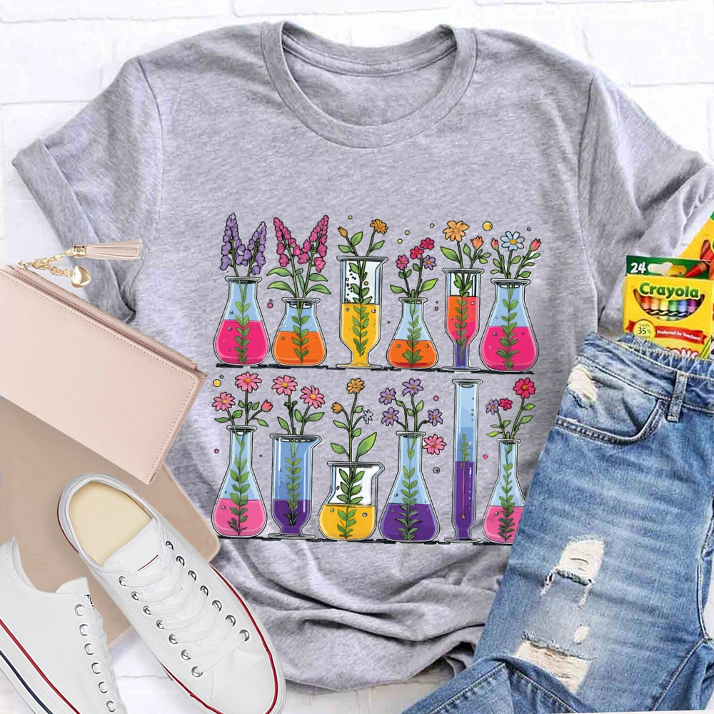 Floral Chemical Experiment Bottle T-shirt