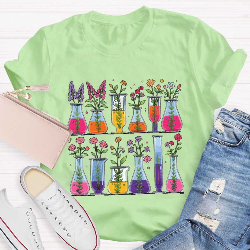 Floral Chemical Experiment Bottle T-shirt