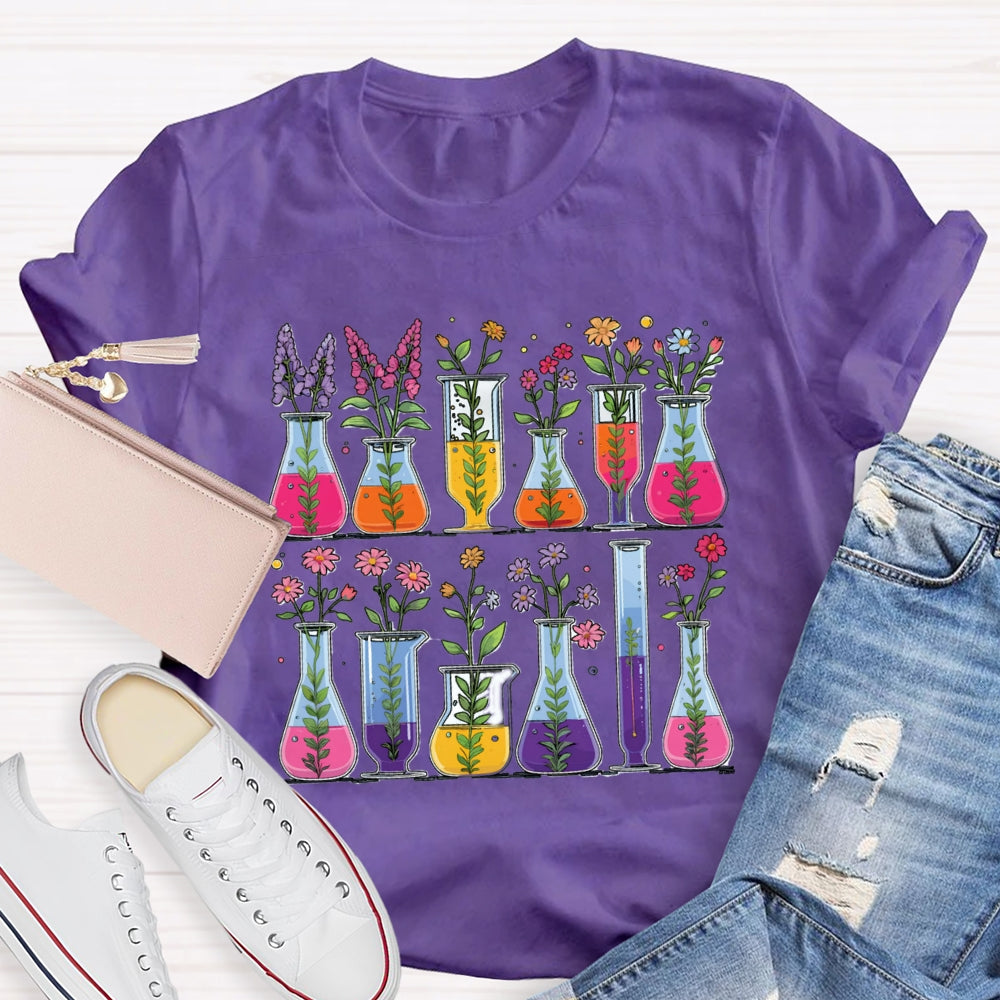 Floral Chemical Experiment Bottle T-shirt