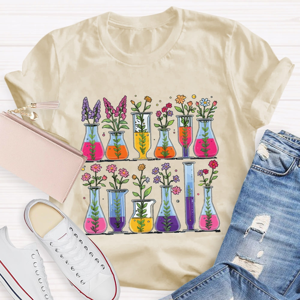 Floral Chemical Experiment Bottle T-shirt