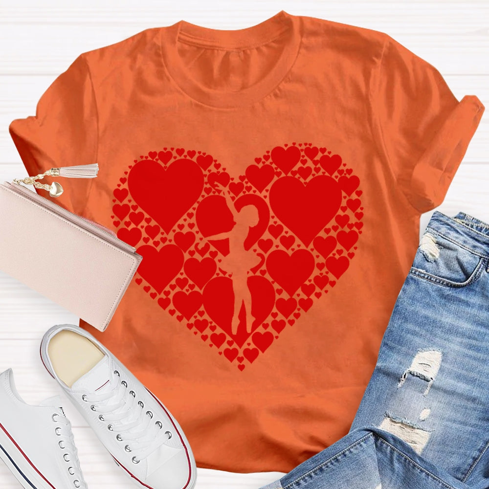 Dance Heart Pattern Printing T-shirt