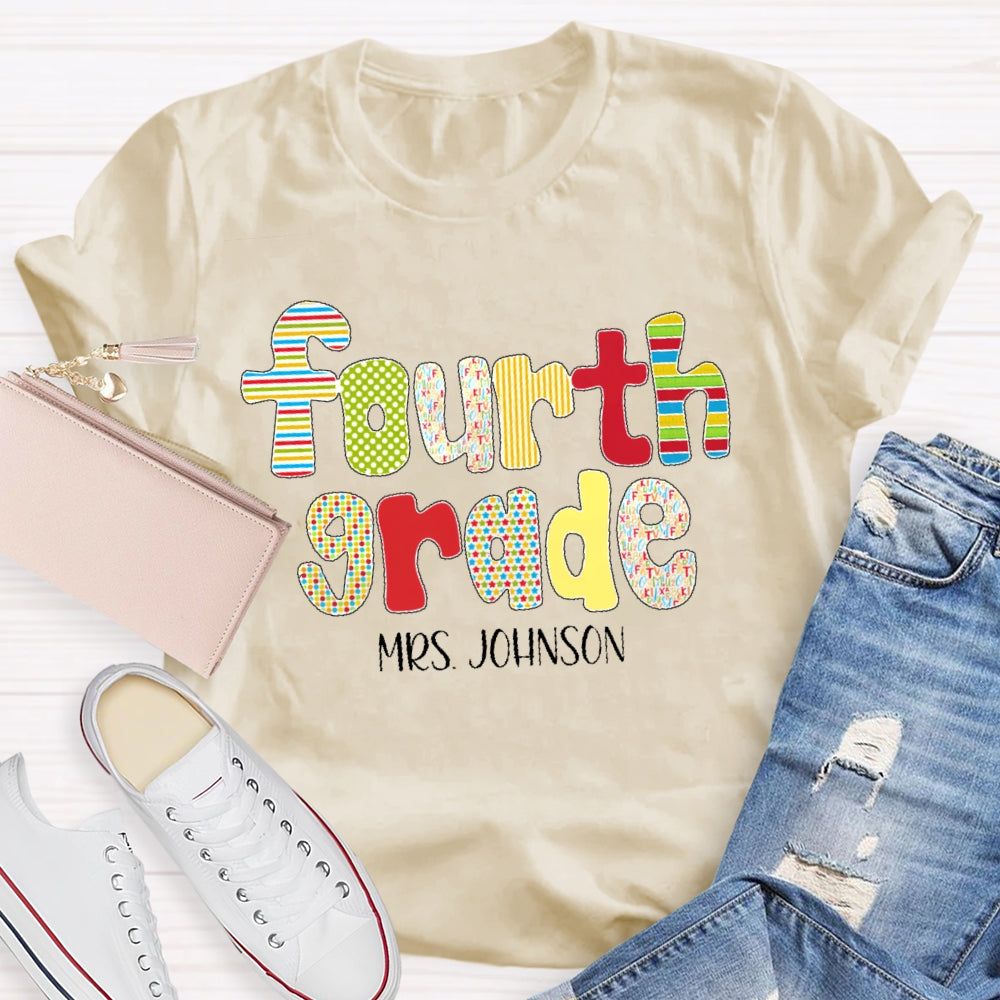 Personalized Name And Grade Back To School Funny Letters T-shirt
