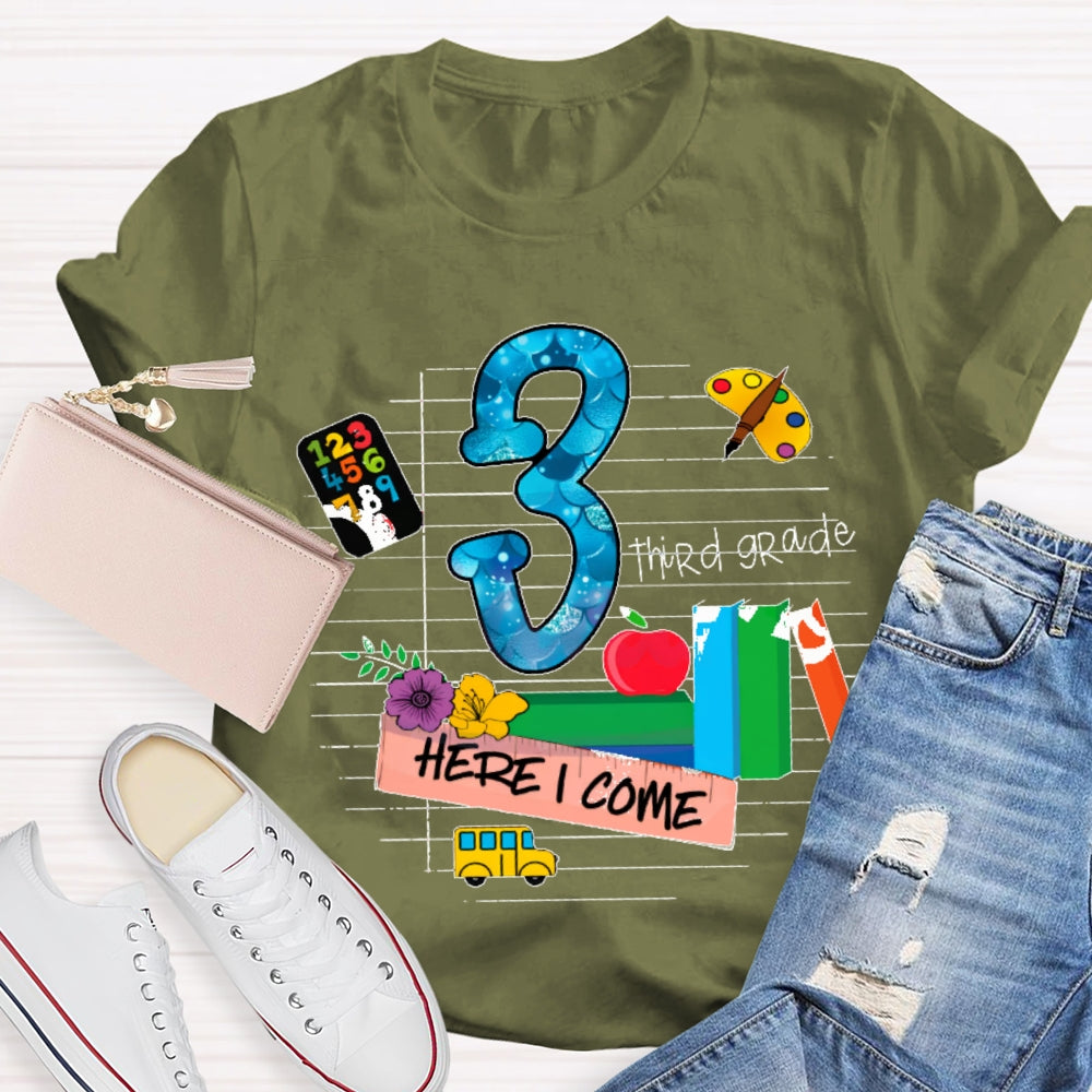 Personalized Grade Here I Come Back To School T-shirt