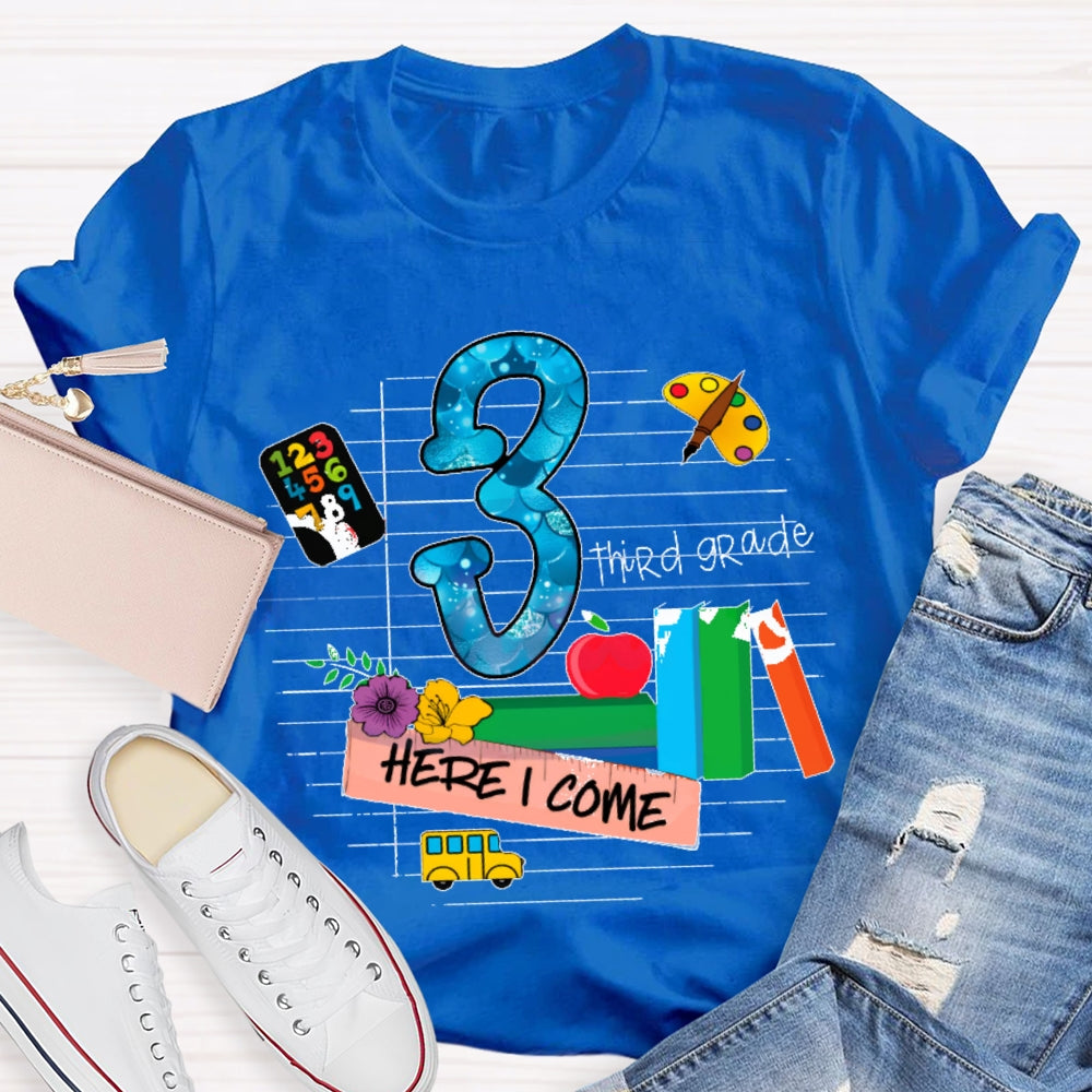 Personalized Grade Here I Come Back To School T-shirt